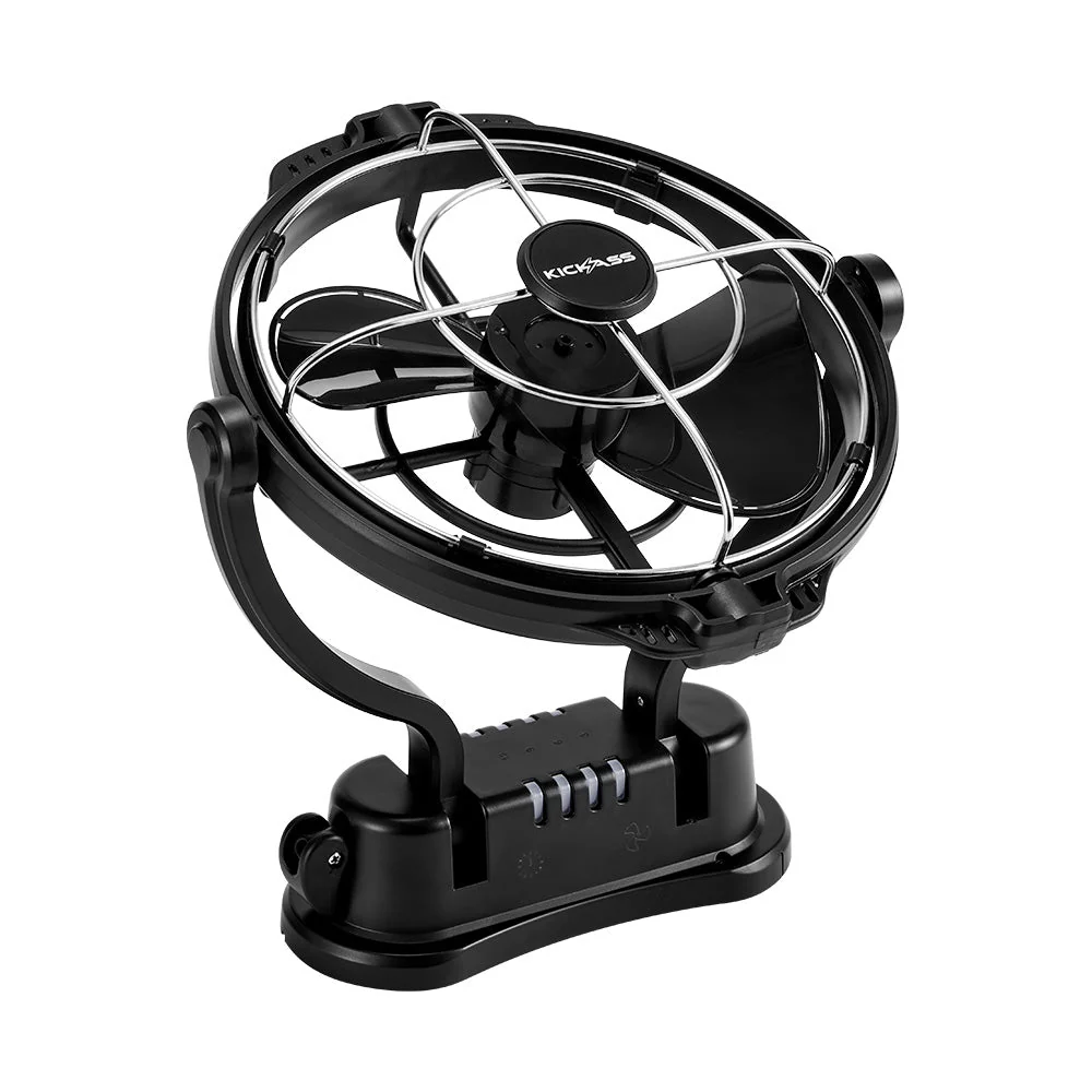KickAss 12V  / 24V 360°, 3 Speed Caravan Fan - Black - Image 6