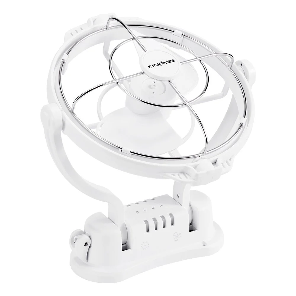 KickAss 12V / 24V 360°, 3 Speed Caravan Fan - White - Image 7