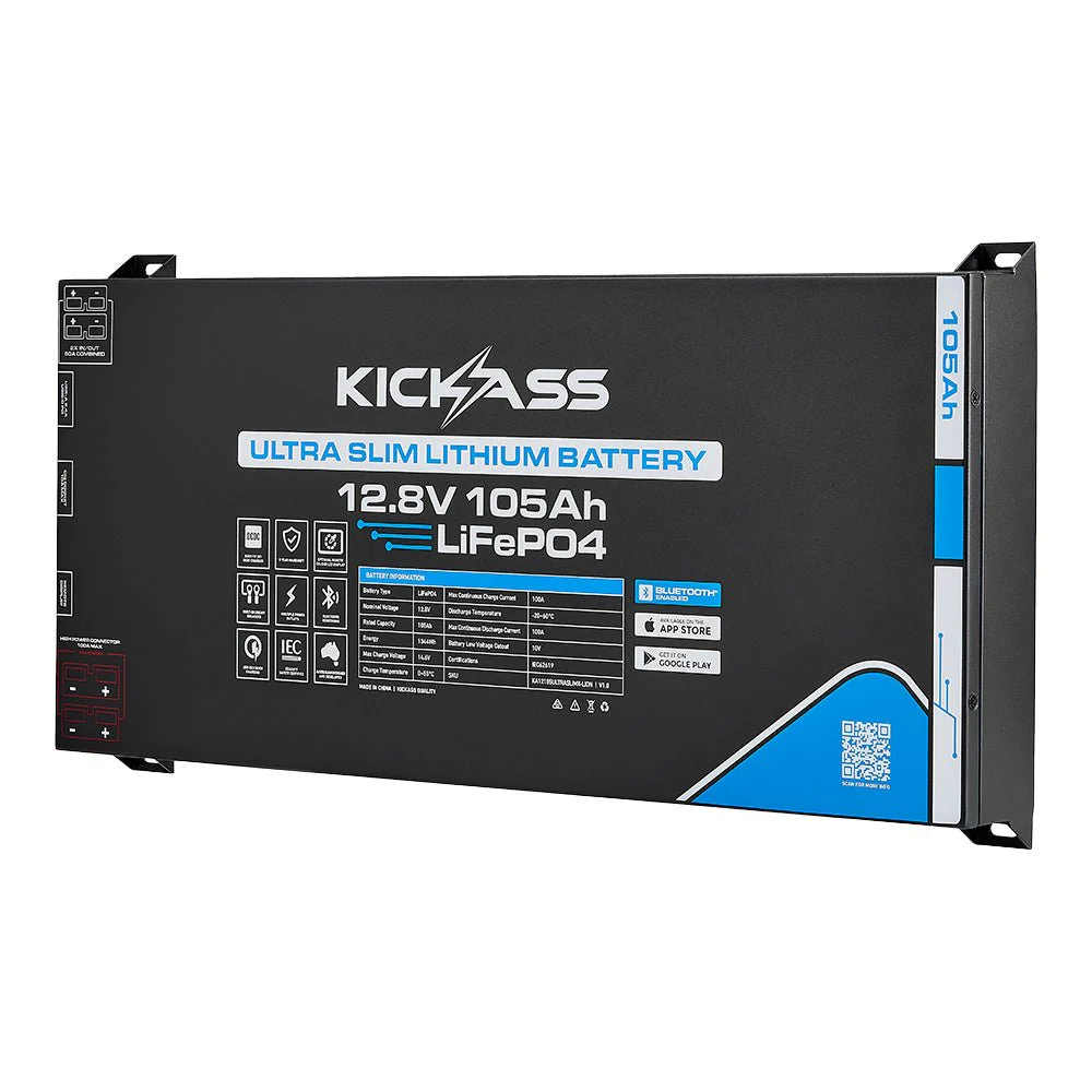 KickAss Smart 12V 105Ah Ultra Slimline Lithium Deep Cycle Battery LiFePO4 - Image 4