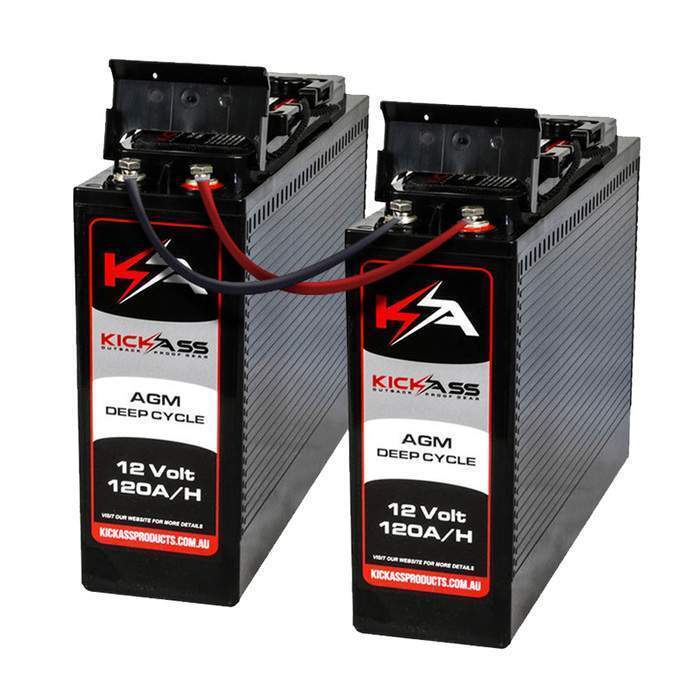 KickAss Twin 12V 120Ah Slimline Deep Cycle AGM Battery Bundle with Linking Cables - 240Ah Total Capacity - Image 3