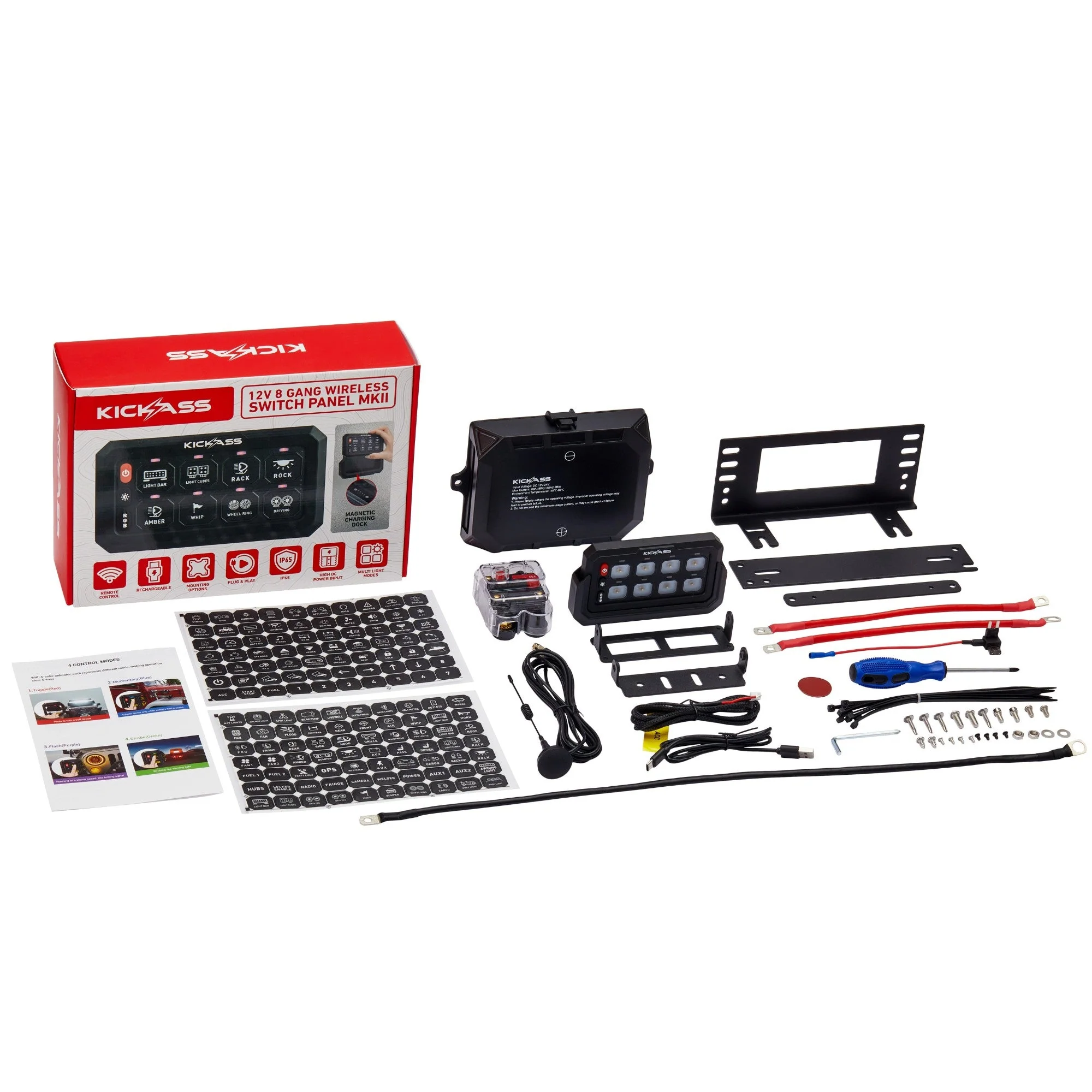 KickAss 12/24V 8 Gang Wireless Switch Panel with Magnetic Charging Cradle - Image 16