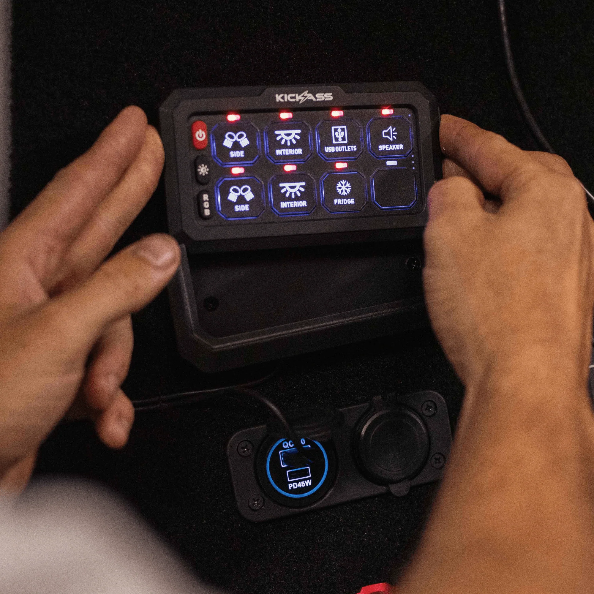 KickAss 12/24V 8 Gang Wireless Switch Panel with Magnetic Charging Cradle - Image 3