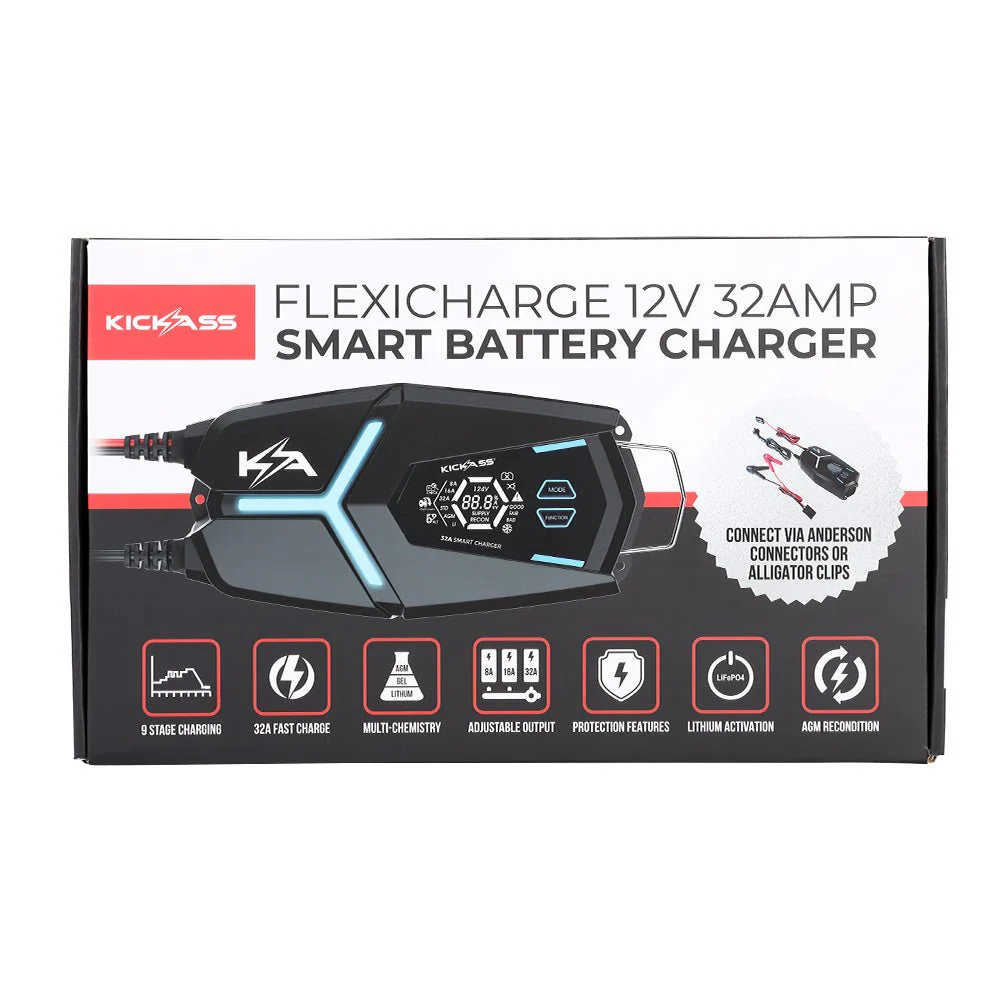 KickAss Flexicharge 12V 32A ACDC Smart Battery Charger For Lead Acid, AGM & Lithium Batteries - Image 9