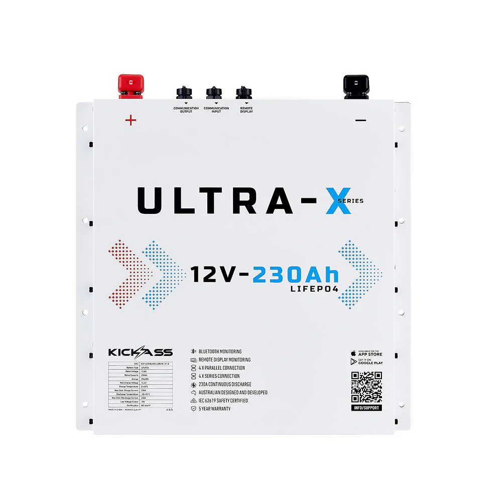 KickAss Smart 12V 230Ah Ultra-X Lithium Slimline Deep Cycle Battery LiFePO4 - Arctic White - Image 3