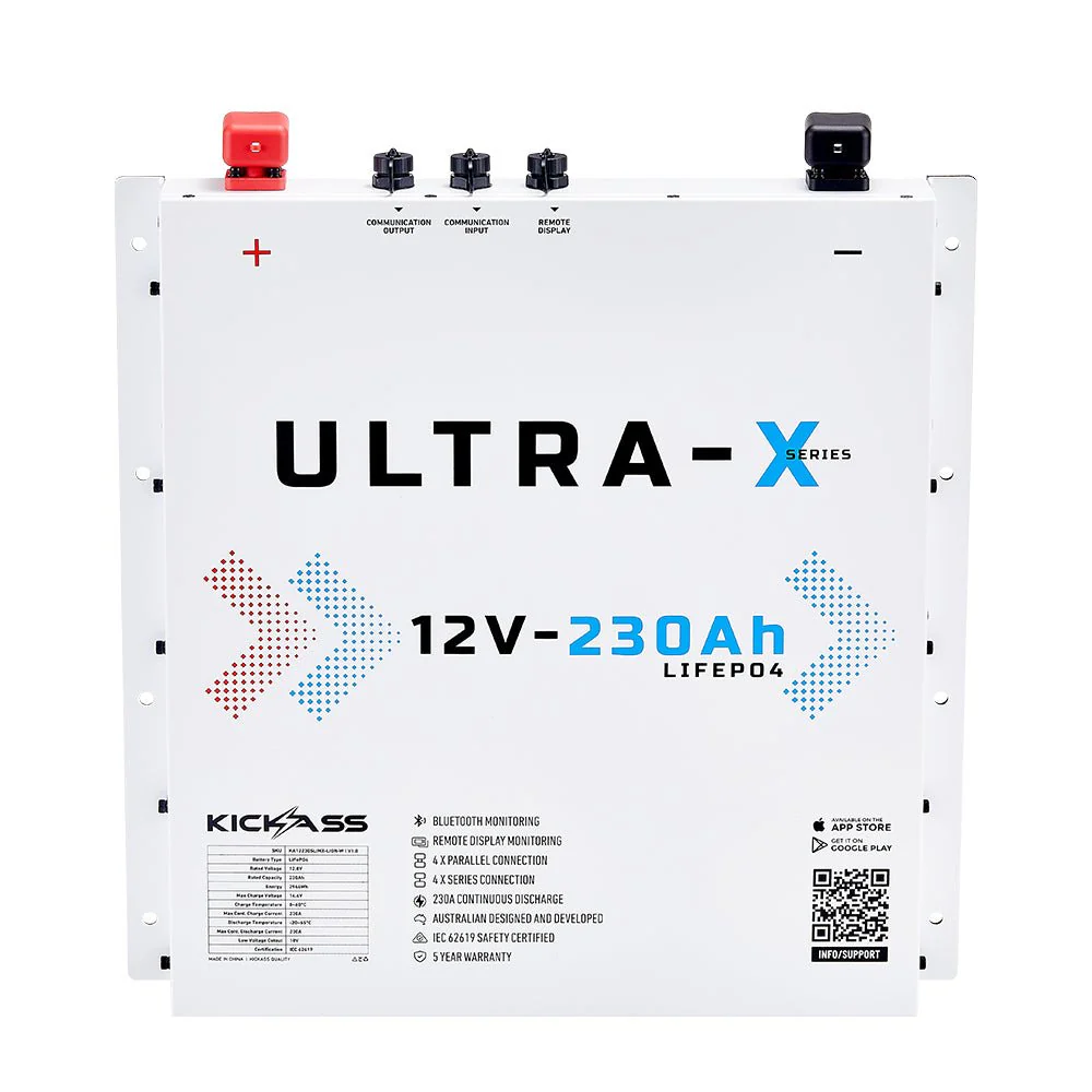 KickAss Smart 12V 230Ah Ultra-X Lithium Slimline Deep Cycle Battery LiFePO4 - Arctic White - Image 4