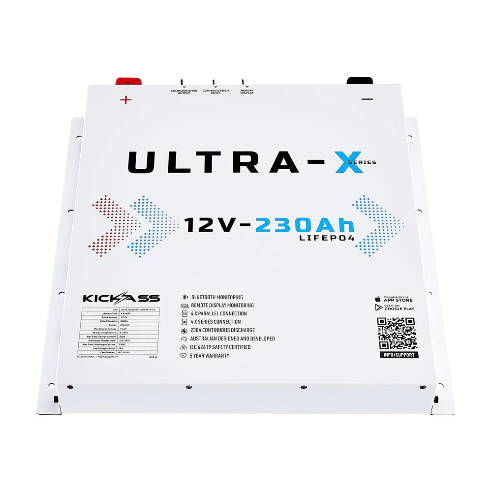 KickAss Smart 12V 230Ah Ultra-X Lithium Slimline Deep Cycle Battery LiFePO4 - Arctic White - Image 6