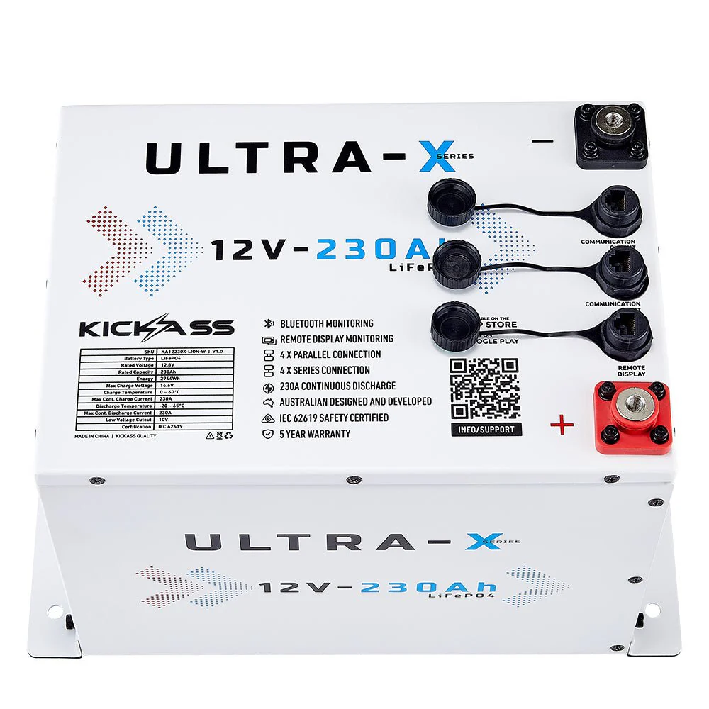 KickAss Smart 12V 230Ah Ultra-X Lithium Compact Deep Cycle Battery LiFePO4 - Arctic White - Image 8